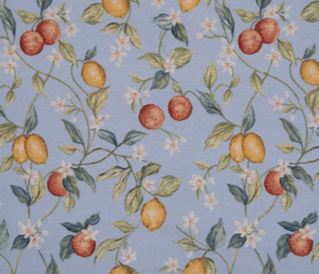 Decostoffen Citroenen blauw gobelin