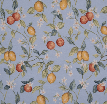 Decostoffen Citroenen blauw gobelin