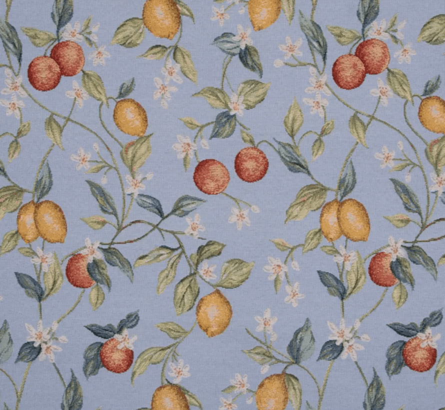 Citroenen blauw gobelin stof
