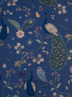 Decostoffen Pauw donkerblauw gobelin