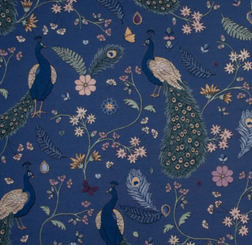 Decostoffen Pauw donkerblauw gobelin