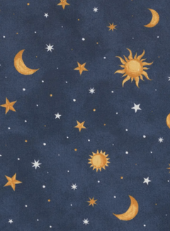 Decostoffen Maan en sterren half panama glow in the dark