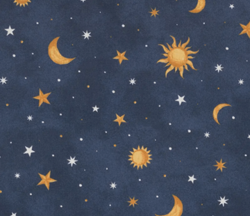 Decostoffen Maan en sterren half panama glow in the dark