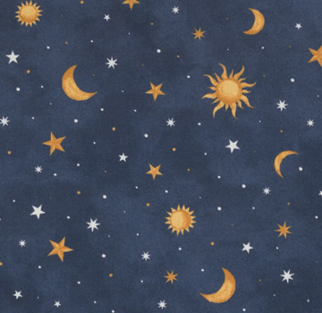 Decostoffen Maan en sterren half panama glow in the dark