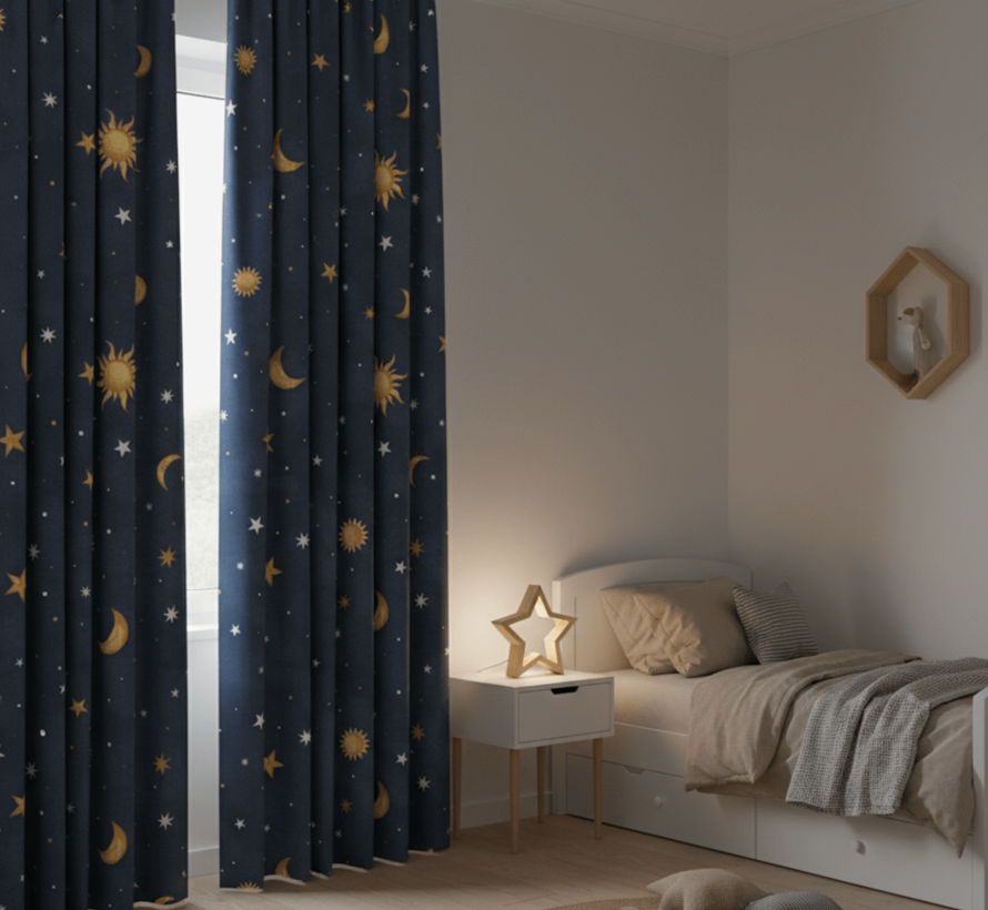 Maan en sterren half panama stof glow in the dark