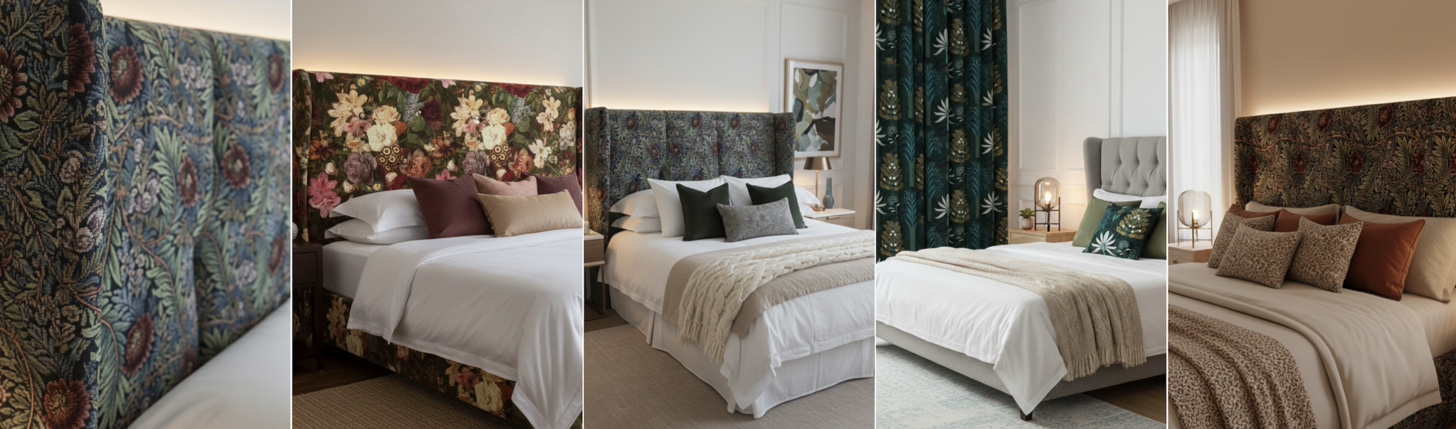 gestoffeerde hoofdborden met stof