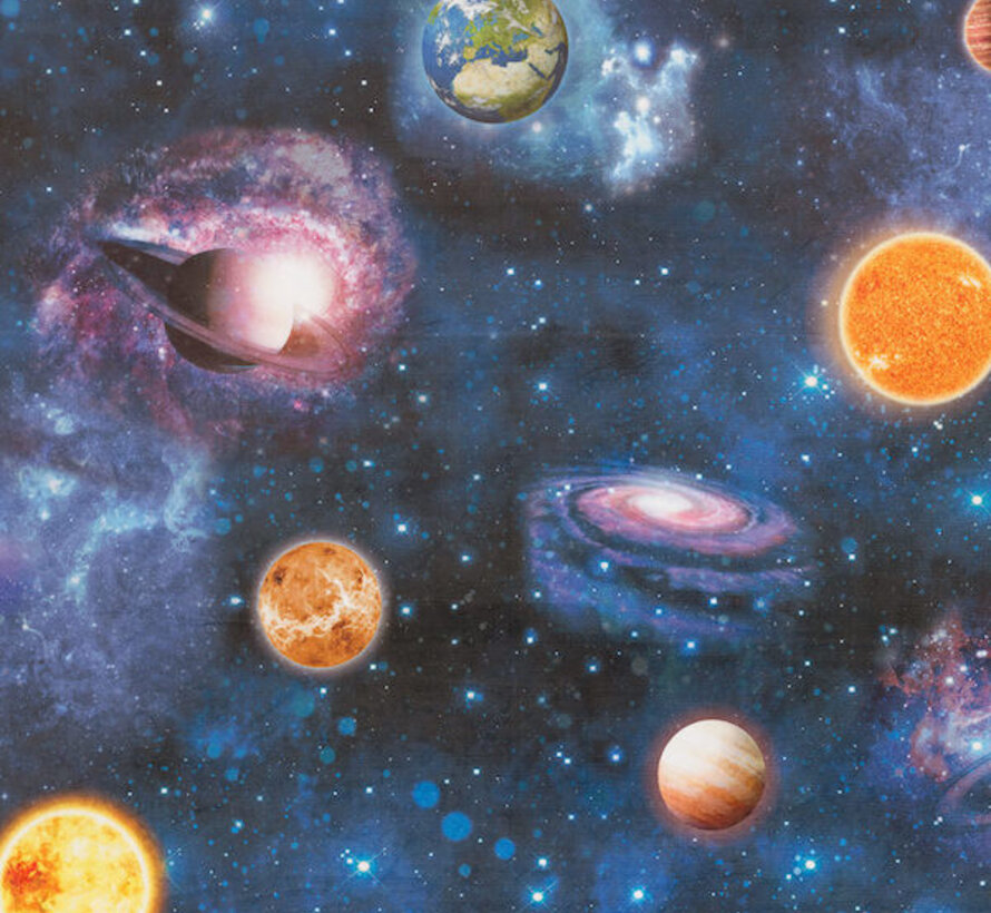 Heelal velvet digitale print stof