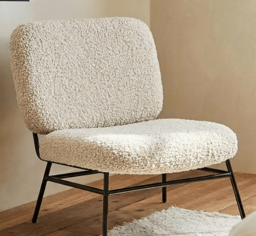 Wit/ecru teddy meubelstof