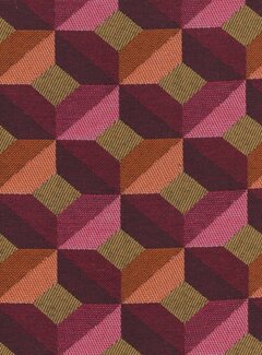 Decostoffen Grafisch retro roze jacquard