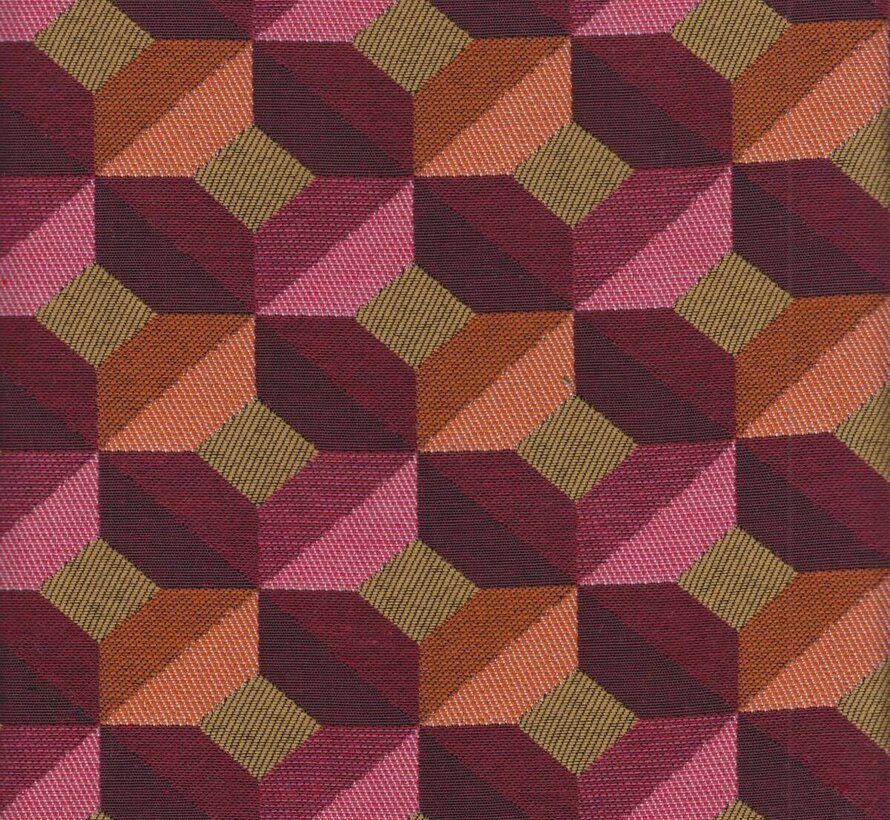 Grafisch retro roze jacquard stof