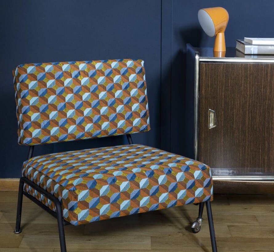 Grafisch retro roze jacquard stof