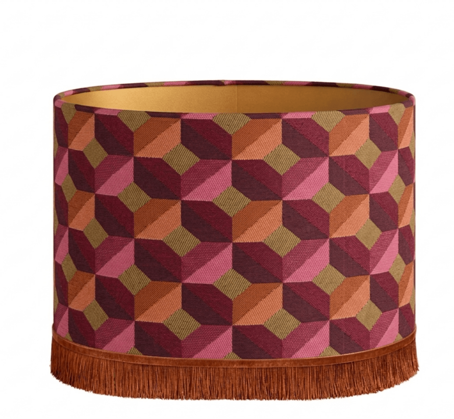 Grafisch retro roze jacquard stof