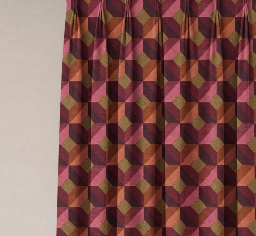 Grafisch retro roze jacquard stof