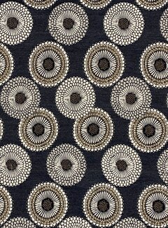 Decostoffen Rondjes patroon blauw jacquard