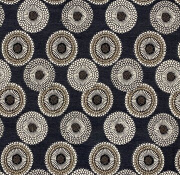 Decostoffen Rondjes patroon blauw jacquard