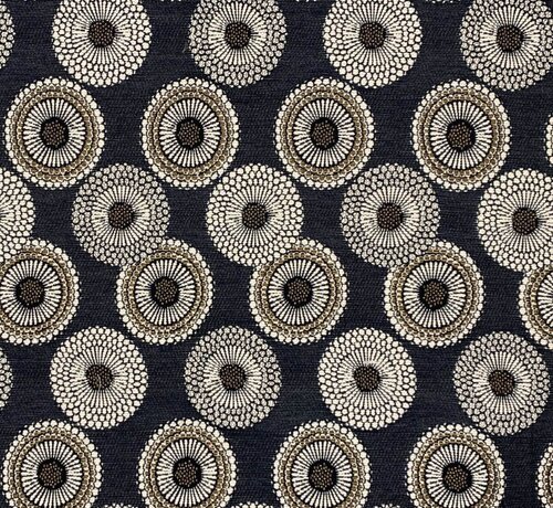 Decostoffen Rondjes patroon blauw jacquard stof