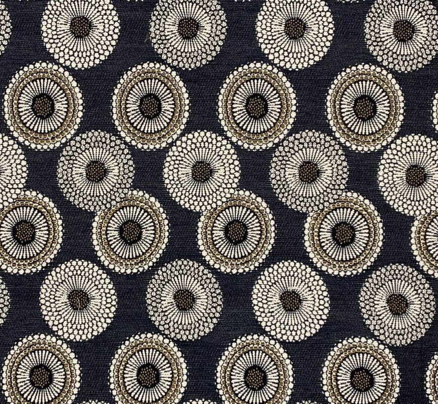 Rondjes patroon blauw jacquard stof