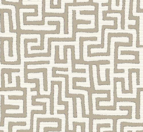 Decostoffen Doolhof beige wit jacquard