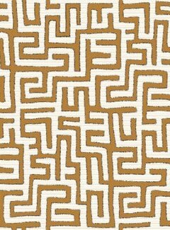 Decostoffen Doolhof geel wit jacquard