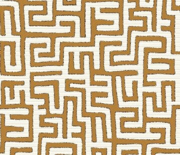 Decostoffen Doolhof geel wit jacquard