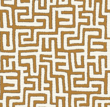 Decostoffen Doolhof geel wit jacquard