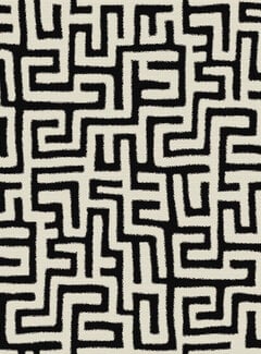 Decostoffen Doolhof zwart wit jacquard