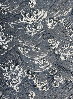 Decostoffen Golven blauw jacquard