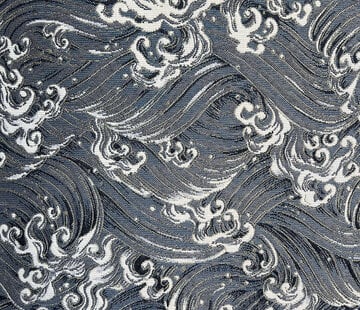 Decostoffen Golven blauw jacquard