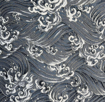 Decostoffen Golven blauw jacquard