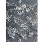 Golven blauw jacquard stof