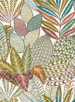 Decostoffen Bladeren ecru jacquard