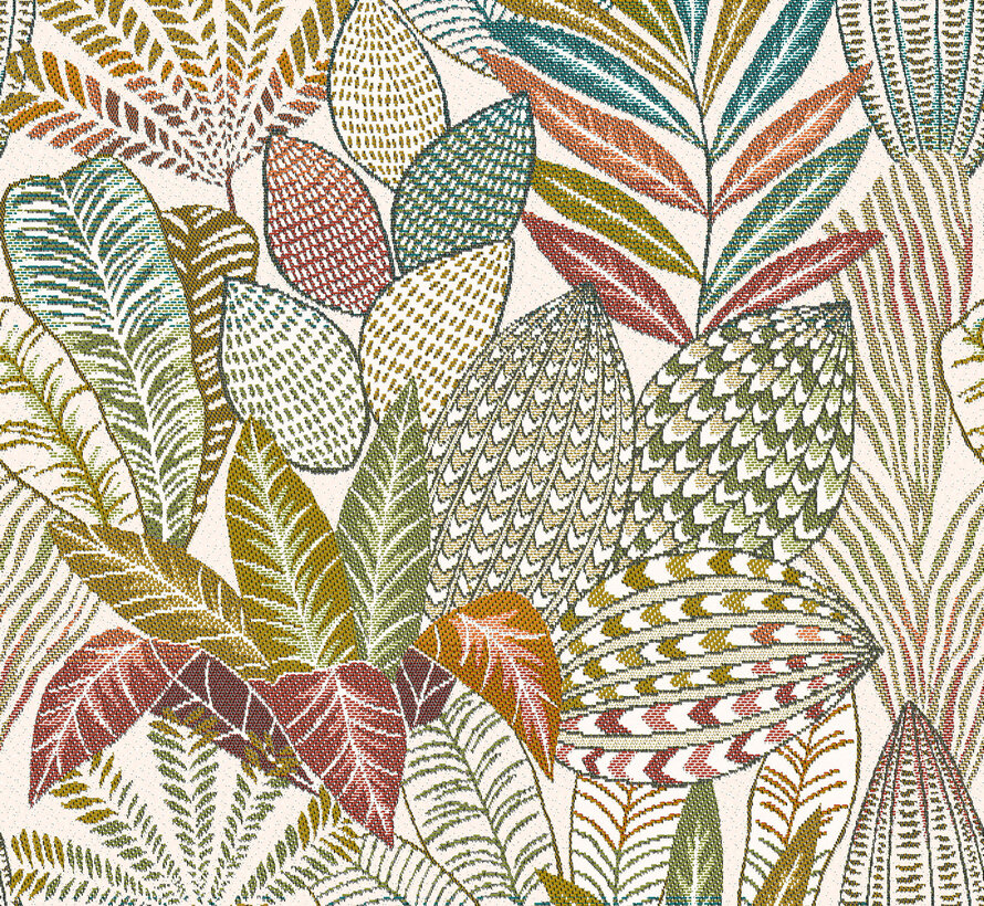 Bladeren ecru jacquard