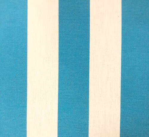Decostoffen Turquoise/wit gestreepte outdoor stof