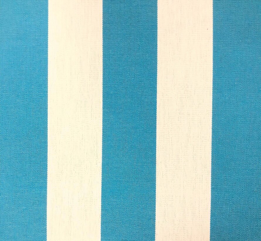 Turquoise/wit gestreepte outdoor stof