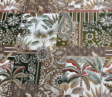 Decostoffen Palmbomen goud jacquard