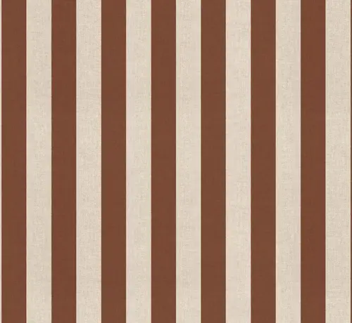 Decostoffen Terracotta strepen linnenlook