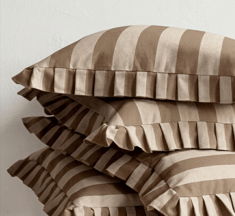 Beige strepen linnenlook