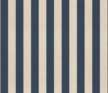Decostoffen Denim blauwe strepen linnenlook