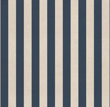 Decostoffen Denim blauwe strepen linnenlook