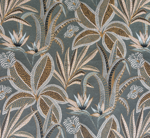 Decostoffen Groene bladeren jacquard
