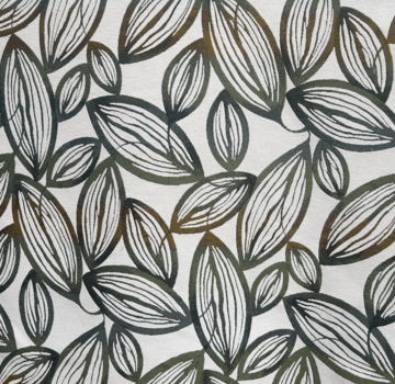 Decostoffen Groene bladeren ecru jacquard