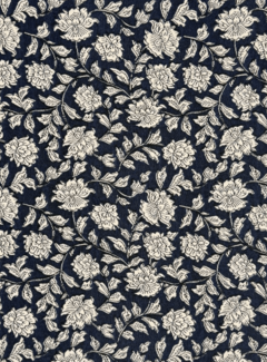 Decostoffen Bloemen blauw jacquard