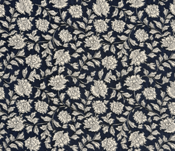 Decostoffen Bloemen blauw jacquard