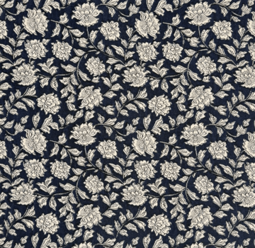 Decostoffen Bloemen blauw jacquard