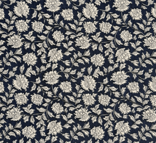 Decostoffen Bloemen blauw jacquard