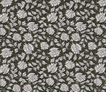 Decostoffen Bloemen groen jacquard