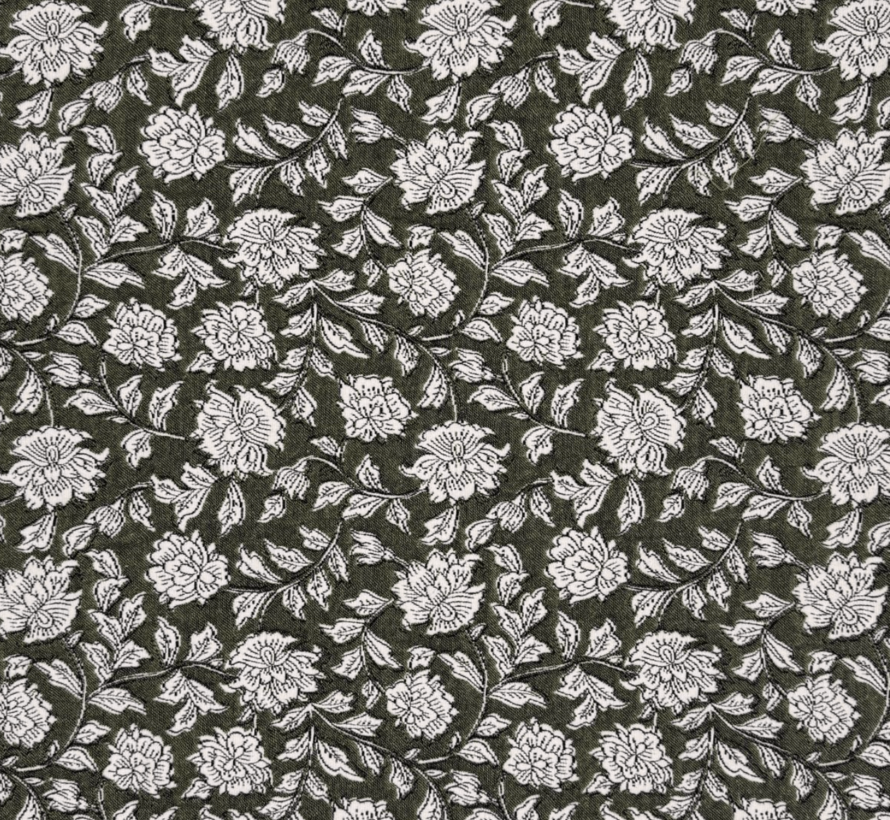 Bloemen groen jacquard