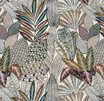 Decostoffen Bladeren ecru jacquard
