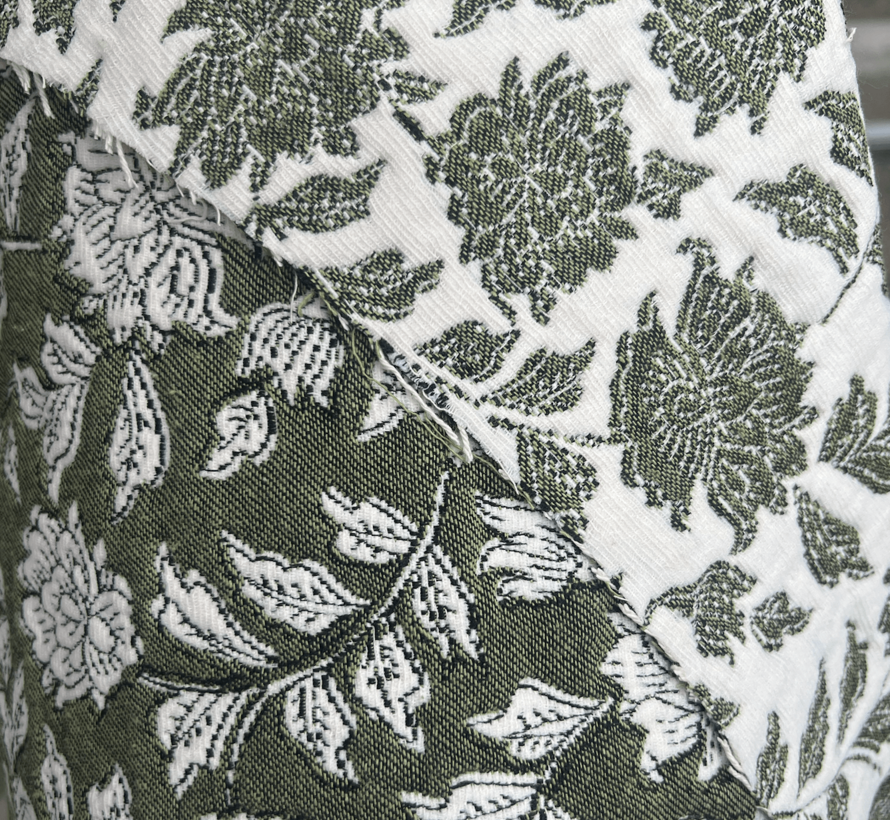 Bloemen groen jacquard