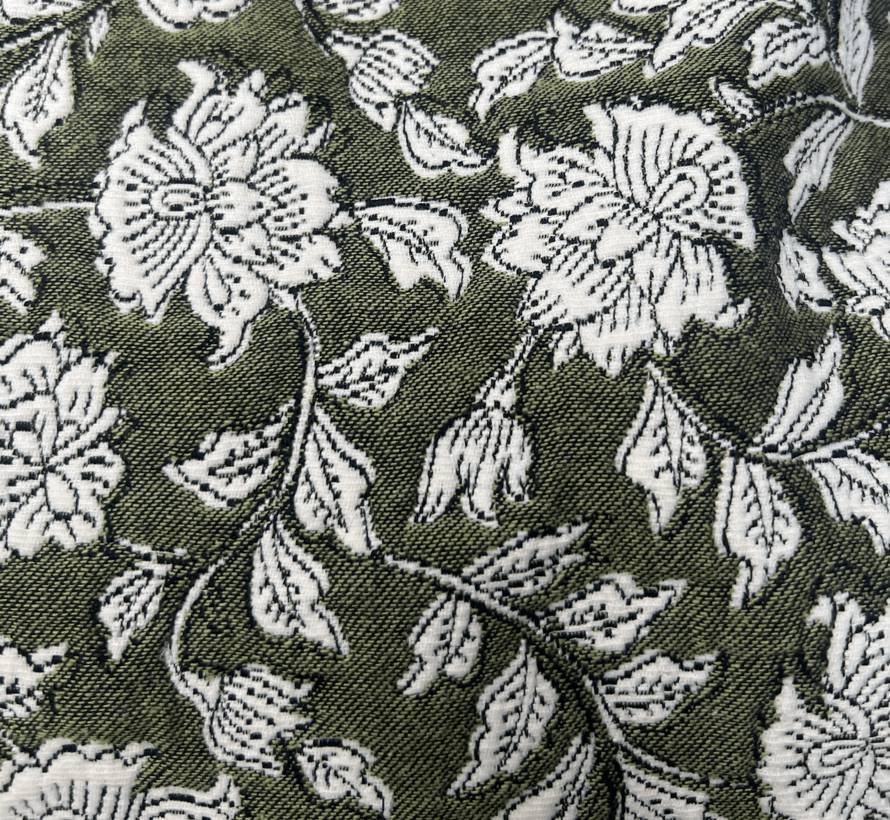Bloemen groen jacquard